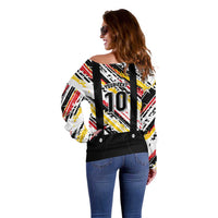 Custom German Football Off Shoulder Sweater Die Mannschaft-Lederhosen Costume Style - Wonder Print Shop