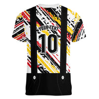 Custom German Football Women V-Neck T-Shirt Die Mannschaft-Lederhosen Costume Style - Wonder Print Shop