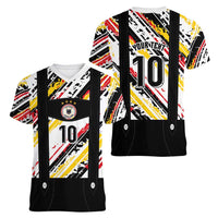 Custom German Football Women V-Neck T-Shirt Die Mannschaft-Lederhosen Costume Style - Wonder Print Shop