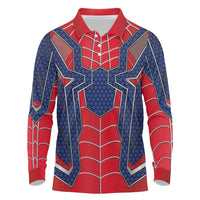 Custom Spider Hero Costume Long Sleeve Polo Shirt - Wonder Print Shop