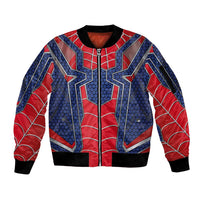 Custom Spider Hero Costume Sleeve Zip Bomber Jacket - Wonder Print Shop