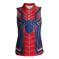 Custom Spider Hero Costume Women Sleeveless Polo Shirt - Wonder Print Shop