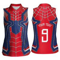 Custom Spider Hero Costume Women Sleeveless Polo Shirt - Wonder Print Shop
