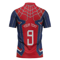 Custom Spider Hero Costume Zipper Polo Shirt - Wonder Print Shop