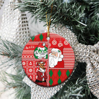 Australian Christmas Ceramic Ornament - Santa Koala Kangaroo and Holiday Cheer - Wonder Print Shop