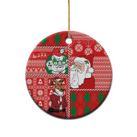 Australian Christmas Ceramic Ornament - Santa Koala Kangaroo and Holiday Cheer - Wonder Print Shop