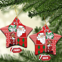 Australian Christmas Ceramic Ornament - Santa Koala Kangaroo and Holiday Cheer - Wonder Print Shop