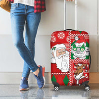 Australian Christmas Luggage Cover - Santa Koala Kangaroo and Holiday Cheer - Wonder Print Shop