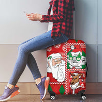 Australian Christmas Luggage Cover - Santa Koala Kangaroo and Holiday Cheer - Wonder Print Shop