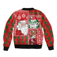 Australian Christmas Sleeve Zip Bomber Jacket - Santa Koala Kangaroo and Holiday Cheer - Wonder Print Shop