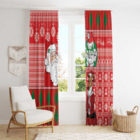 Australian Christmas Window Curtain - Santa Koala Kangaroo and Holiday Cheer - Wonder Print Shop