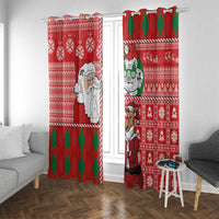 Australian Christmas Window Curtain - Santa Koala Kangaroo and Holiday Cheer - Wonder Print Shop