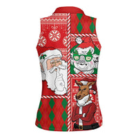 Australian Christmas Women Sleeveless Polo Shirt - Santa Koala Kangaroo and Holiday Cheer - Wonder Print Shop
