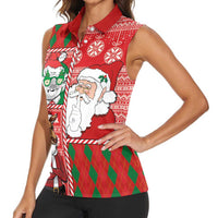 Australian Christmas Women Sleeveless Polo Shirt - Santa Koala Kangaroo and Holiday Cheer - Wonder Print Shop