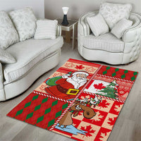Canadian Christmas Area Rug A Merry Xmas Santa and Funny Moose - Wonder Print Shop
