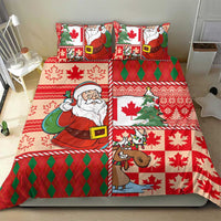 Canadian Christmas Bedding Set A Merry Xmas Santa and Funny Moose - Wonder Print Shop