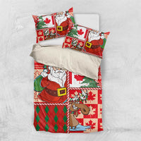 Canadian Christmas Bedding Set A Merry Xmas Santa and Funny Moose - Wonder Print Shop