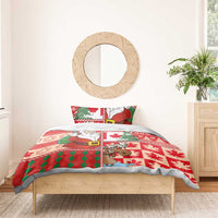 Canadian Christmas Bedding Set A Merry Xmas Santa and Funny Moose - Wonder Print Shop