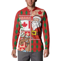 Canadian Christmas Button Sweatshirt A Merry Xmas Santa and Funny Moose - Wonder Print Shop