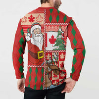 Canadian Christmas Button Sweatshirt A Merry Xmas Santa and Funny Moose - Wonder Print Shop