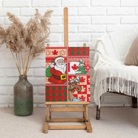 Canadian Christmas Canvas Wall Art A Merry Xmas Santa and Funny Moose - Wonder Print Shop