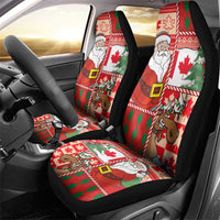 Canadian Christmas Car Seat Cover A Merry Xmas Santa and Funny Moose - Wonder Print Shop