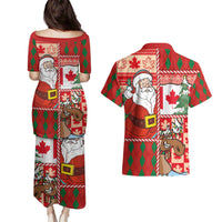 Canadian Christmas Couples Matching Puletasi and Hawaiian Shirt A Merry Xmas Santa and Funny Moose - Wonder Print Shop