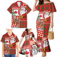 Canadian Christmas Family Matching Mermaid Dress and Hawaiian Shirt A Merry Xmas Santa and Funny Moose - Wonder Print Shop