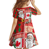 Canadian Christmas Family Matching Off The Shoulder Long Sleeve Dress and Hawaiian Shirt A Merry Xmas Santa and Funny Moose - Wonder Print Shop