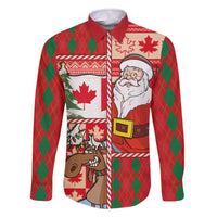 Canadian Christmas Family Matching Off The Shoulder Long Sleeve Dress and Hawaiian Shirt A Merry Xmas Santa and Funny Moose - Wonder Print Shop