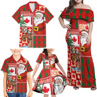 Canadian Christmas Family Matching Off Shoulder Maxi Dress and Hawaiian Shirt A Merry Xmas Santa and Funny Moose - Wonder Print Shop