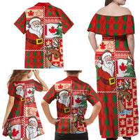 Canadian Christmas Family Matching Off Shoulder Maxi Dress and Hawaiian Shirt A Merry Xmas Santa and Funny Moose - Wonder Print Shop