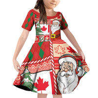 Canadian Christmas Family Matching Off Shoulder Short Dress and Hawaiian Shirt A Merry Xmas Santa and Funny Moose - Wonder Print Shop