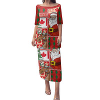 Canadian Christmas Family Matching Puletasi and Hawaiian Shirt A Merry Xmas Santa and Funny Moose - Wonder Print Shop