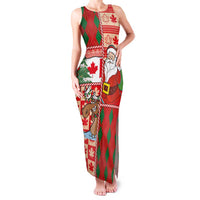 Canadian Christmas Family Matching Tank Maxi Dress and Hawaiian Shirt A Merry Xmas Santa and Funny Moose - Wonder Print Shop