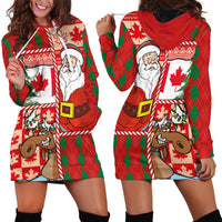 Canadian Christmas Hoodie Dress A Merry Xmas Santa and Funny Moose - Wonder Print Shop