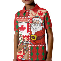 Canadian Christmas Kid Polo Shirt A Merry Xmas Santa and Funny Moose - Wonder Print Shop