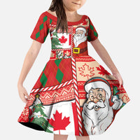 Canadian Christmas Kid Short Sleeve Dress A Merry Xmas Santa and Funny Moose - Wonder Print Shop