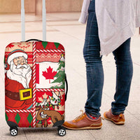 Canadian Christmas Luggage Cover A Merry Xmas Santa and Funny Moose - Wonder Print Shop