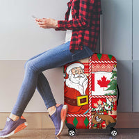 Canadian Christmas Luggage Cover A Merry Xmas Santa and Funny Moose - Wonder Print Shop