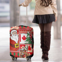 Canadian Christmas Luggage Cover A Merry Xmas Santa and Funny Moose - Wonder Print Shop