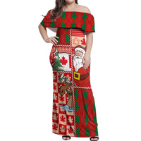 Canadian Christmas Off Shoulder Maxi Dress A Merry Xmas Santa and Funny Moose - Wonder Print Shop