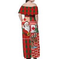 Canadian Christmas Off Shoulder Maxi Dress A Merry Xmas Santa and Funny Moose - Wonder Print Shop