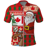 Canadian Christmas Polo Shirt A Merry Xmas Santa and Funny Moose - Wonder Print Shop