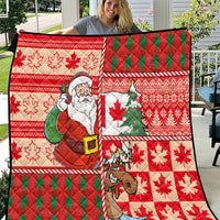 Canadian Christmas Quilt A Merry Xmas Santa and Funny Moose - Wonder Print Shop