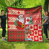 Canadian Christmas Quilt A Merry Xmas Santa and Funny Moose - Wonder Print Shop