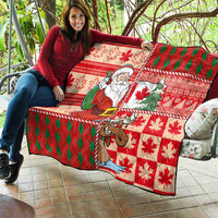 Canadian Christmas Quilt A Merry Xmas Santa and Funny Moose - Wonder Print Shop
