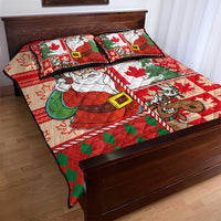 Canadian Christmas Quilt Bed Set A Merry Xmas Santa and Funny Moose - Wonder Print Shop