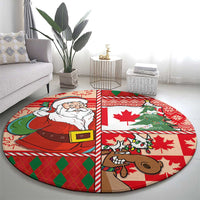 Canadian Christmas Round Carpet A Merry Xmas Santa and Funny Moose