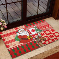 Canadian Christmas Rubber Doormat A Merry Xmas Santa and Funny Moose - Wonder Print Shop